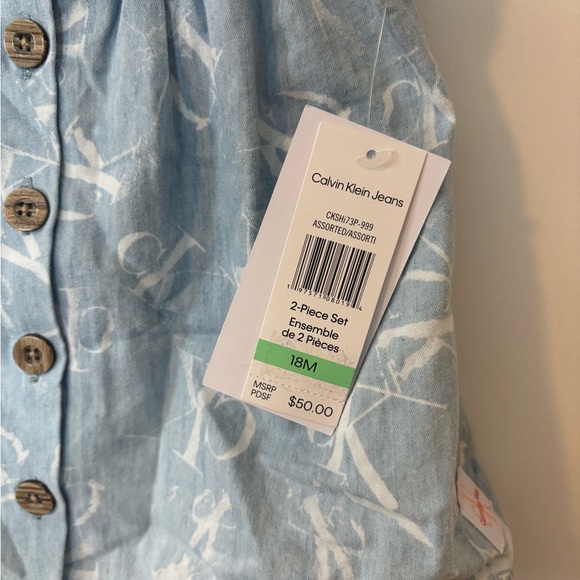 Calvin Klein Jeans Baby Light Blue Patterned Dress NWT - Picture 3 of 4